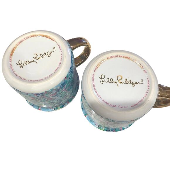 Lilly Pulitzer Mug Set | Coastal Floral Print Gold Handle | Prep Collector Mugs - Picture 8 of 8
